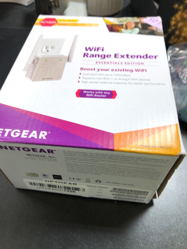 Photo 1 of NETGEAR Wi-Fi Range Extender EX6120 - Coverage Up to 1500 Sq Ft and 25 Devices with AC1200 Dual Band Wireless Signal Booster & Repeater (Up to 1200Mbps Speed), and Compact Wall Plug Design, White