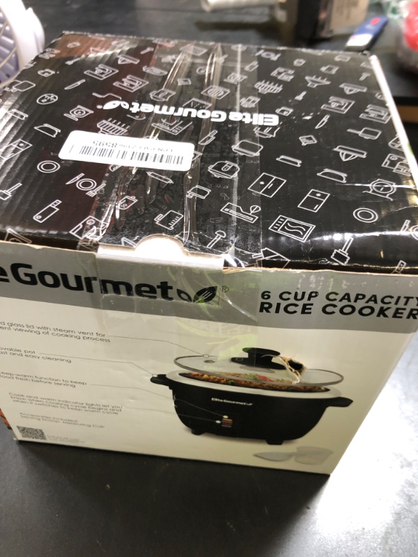 Photo 1 of Elite Gourmet ERC003B Electric Rice Cooker with Automatic Keep Warm Makes Soups, Stews, Grains, Hot Cereals, 6 Cups Cooked (3 Cups Uncooked), Black
