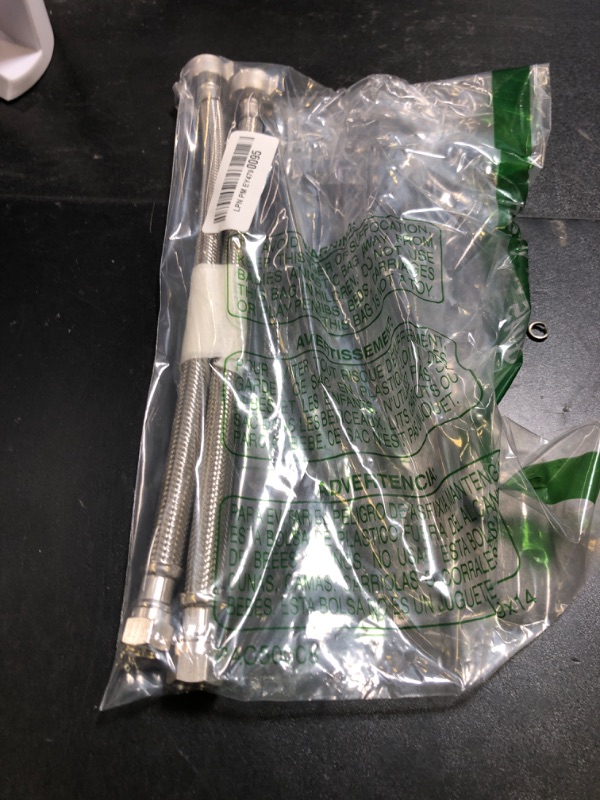 Photo 1 of Eastman 12 Inch Flexible Toilet Connector, 7/8 Inch Ballcock x 3/8 Inch Compression, Stainless Steel Braided Hose, 48088