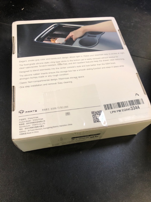 Photo 1 of TPARTS Center Console Storage Drawer with Silicone Layer for Tesla Model Y (2021-2024) & Model 3 (2021-2023) Accessories Interior, Translucent Smoke Gray Organizer Tray, Maximize Storage Space