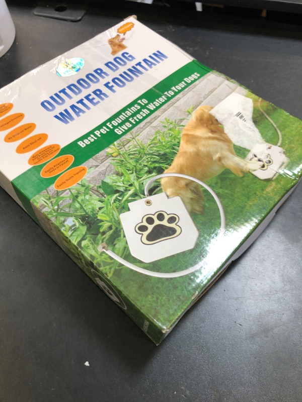 Photo 1 of Outdoor Dog Water Fountain Step On - Upgrade Large Dog Sprinkler Drinking Water Dispenser Dog Paw Waterer Activated with Stainless Steel Braided Hose