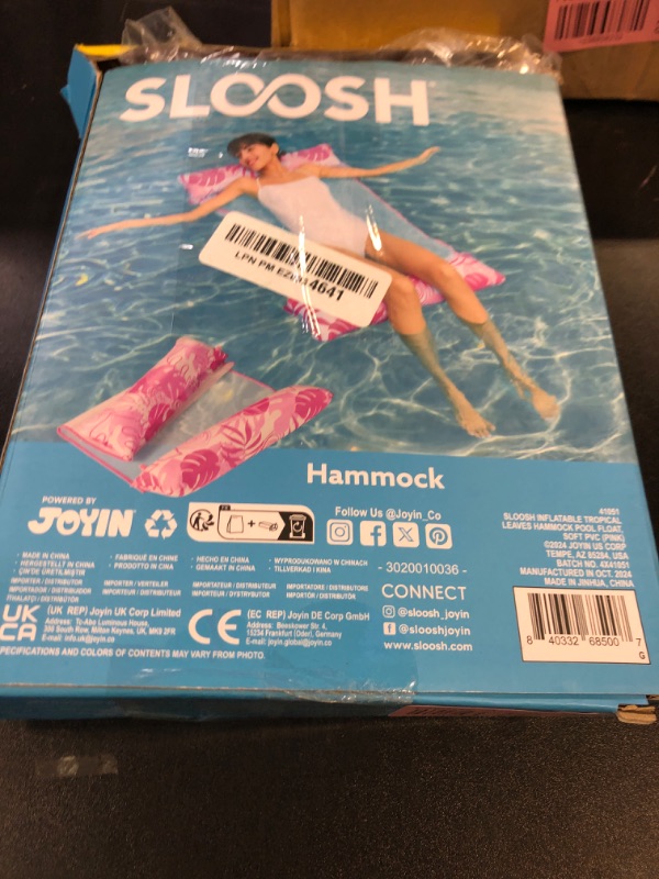 Photo 1 of SLOOSH Hammock Pool Floats Adults, 4-in-1 Multi-Purpose Inflatable Pool Floaties Soft PVC Water Hammock Lounge (Pink)