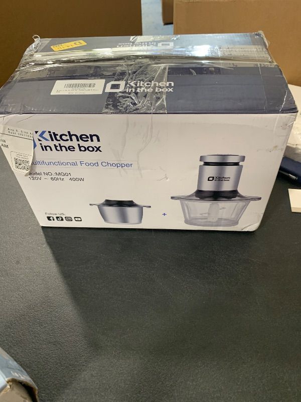 Photo 1 of Kitchen in the box Food Processors with 400W All-Copper Motor,Small Meat Grinder & Food Chopper - Electric Vegetable Chopper with 2 8-Cups Bowls & 2 Bi-Level Blades for Meat/fish/Vegetable/Baby Food