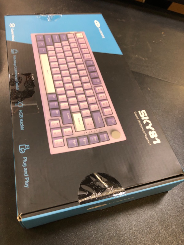 Photo 1 of MageGee SKY81 75% Mechanical Gaming Keyboard, Gasket Hot Swappable Wired Custom Creamy Keyboard with 5-Layer Sound Dampening, Knob Control, RGB Backlit, NKRO for Win/Mac (Violet, Violet Switch)