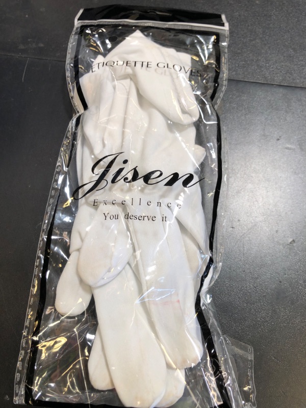 Photo 1 of JISEN Men Police Formal Tuxedo Honor Guard Parade White Nylon Cotton Gloves 26cm