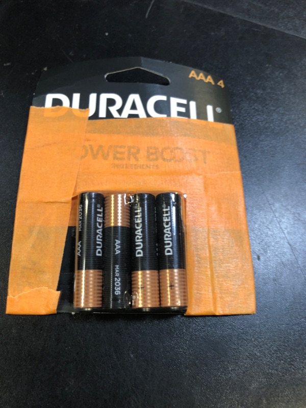 Photo 1 of Duracell Coppertop AAA Batteries with Power Boost Ingredients, 4 Count Pack Triple A Battery with Long-lasting Power, Alkaline AAA Battery for Household and Office Devices