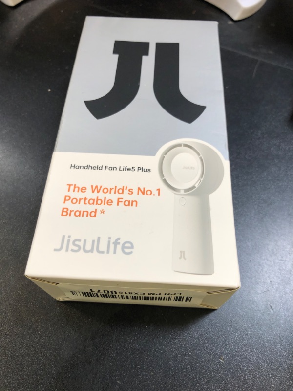 Photo 1 of JISULIFE Portable Handheld Turbo Fan [16H Max Cooling Time], 4000mAh USB Rechargeable Personal Battery Operated Lash Small Pocket Fan with 5 Speeds for Travel/Outdoor/Vacation/Concerts - White