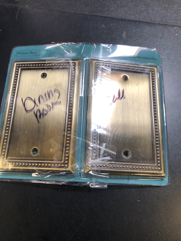 Photo 1 of Henne Bery Sunken Pearls Heavy Duty Decorative Wall Plate Switch Plate Outlet Cover (Single Blank, 2 Pack, Antique Brass)