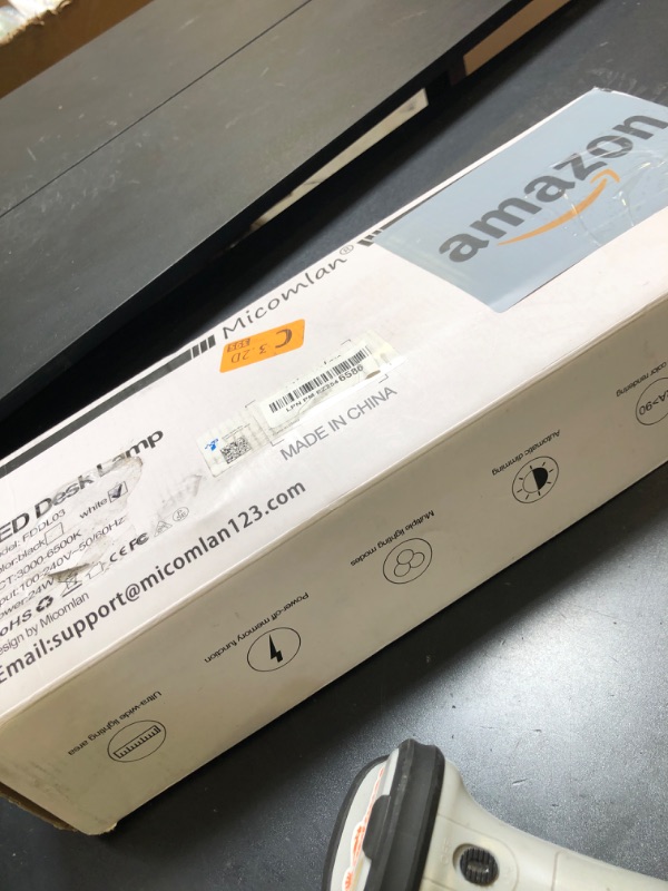 Photo 1 of Micomlan Led Desk Lamp for Home Office, White Architect Desk Lamp with Clamp for Crafting, 24W Bright Rotatable Led Table Light Stepless Dimming Tempering Wide Computer Light with Atmosphere Lighting
