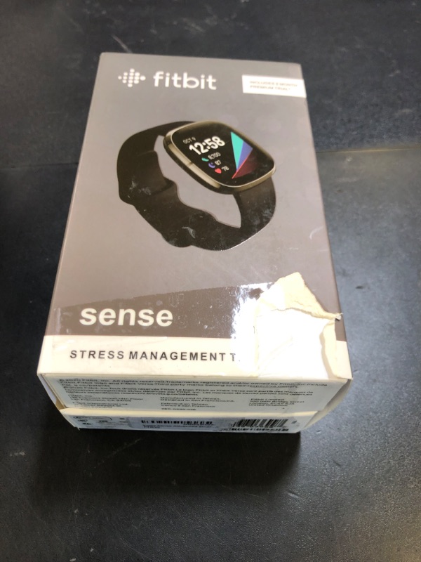 Photo 1 of Fitbit Sense Advanced Smartwatch with Tools for Heart Health, Stress Management & Skin Temperature Trends, Carbon/Graphite, One Size (S & L Bands Included)