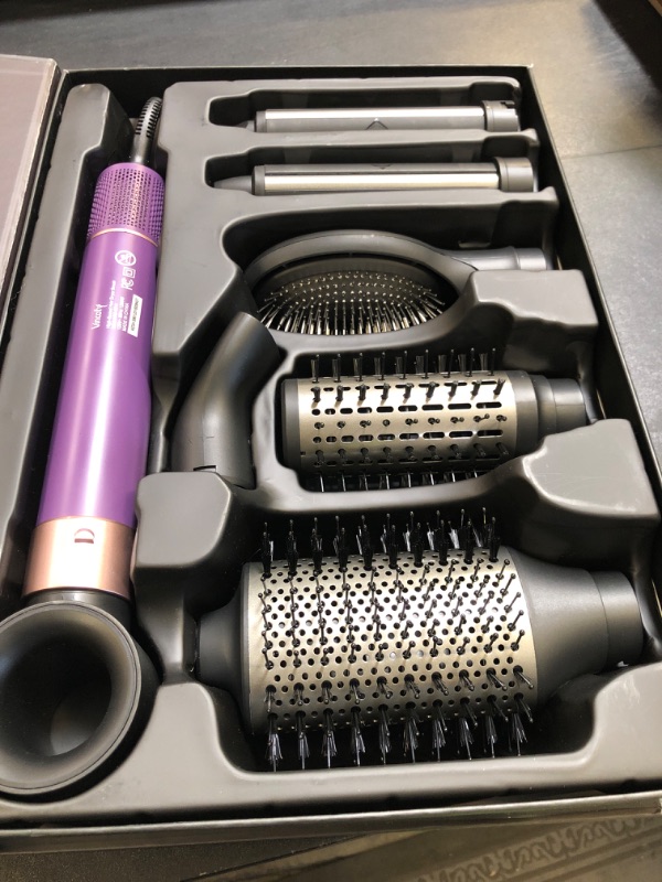 Photo 1 of Vincofy 7-in-1 Hair Dryer Brush and Hair Styler Set – Fast Drying, Curling, Straightening & Volumizing – Hot Air Styling Tool with No Heat Damage – for All Hair Types – Lavender