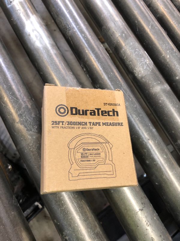 Photo 1 of DURATECH 25FT Auto-Lock Tape Measure, Easy Read Magnetic Measuring Tape with Fractions 1/8?, Double Sided Measurement Tape with Minimum Scale 1/32?, Magnetic Hook, and Rubber Protective Casing