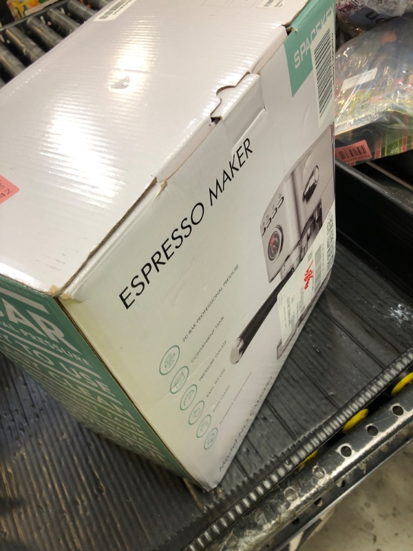 Photo 1 of Spacekey Espresso Machine 20 Bar, Professional 1350W Espresso Maker with Milk Frother, Compact Stainless Steel Cappuccino & Latte & Americano Maker with 39oz Removable Water Tank, Silver