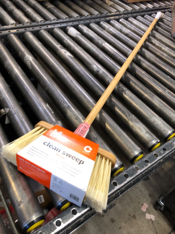 Photo 1 of Full Circle Clean Sweep -Bamboo Broom -Angled for Precision in Tight Spaces, with Stiff Flagged Bristles for Indoor & Outdoor Cleaning -Ideal for Pet Hair, Kitchen, Hardwood, & Garage, White