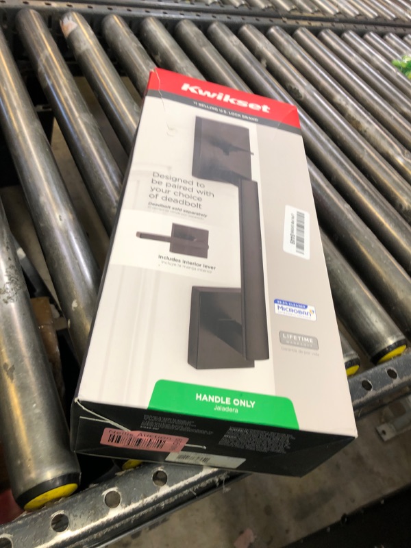 Photo 1 of Kwikset San Clemente Front Door Handle No Lock, Entry Handleset Exterior with Interior Reversible Handed Lever, Non-Locking, Matte Black, Deadbolt Not Included, with Microban Protection