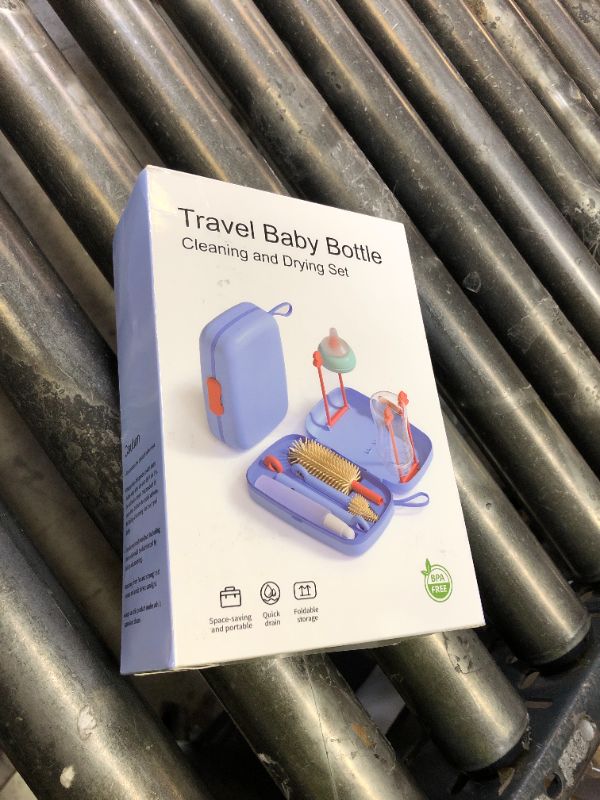 Photo 1 of Travel Baby Bottle Cleaning Kit, 7in1 Extendable Silicone Travel Bottle Brush Set & Drying Rack, Nipple, Straw, & Breast Pump Portable Cleaning, wd Soap Dispenser & Organizer Case, Gift for Mom