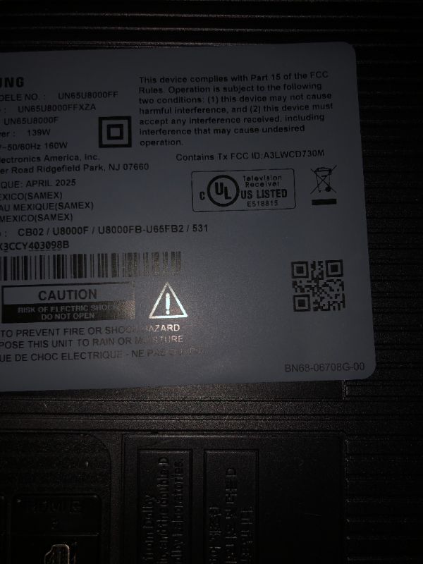 Photo 1 of Samsung 65-Inch Class Crystal UHD U8000F 4K Smart TV (2025 Model) Endless Free Content, Crystal Processor 4K, MetalStream Design, Knox Security, Alexa Built-in