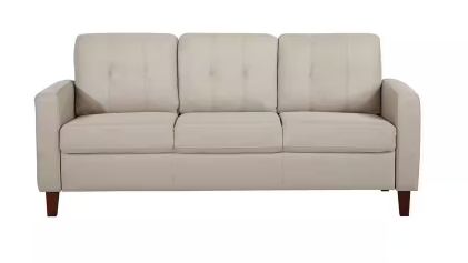 Photo 1 of Rossetti 77 in Beige 3-Seats Linen Mid-Century Tufted Sofa



