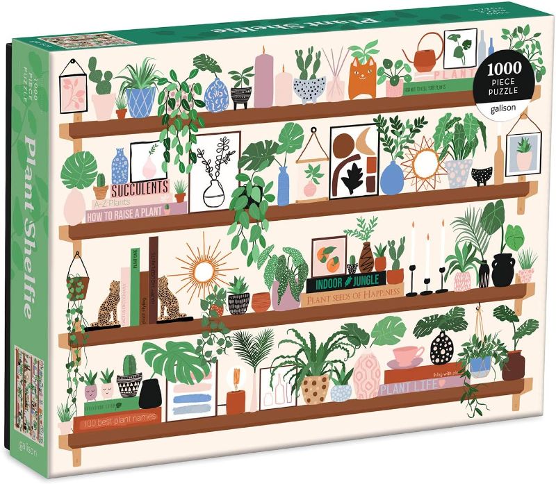 Photo 1 of Galison Plant Shelfie 1000 Piece Puzzle from Galison - Featuring Beautiful Illustrations of Houseplants, Books and Knickknacks, 27" x 20", Fun & Challenging, for The Botanical Lover in Your Life
