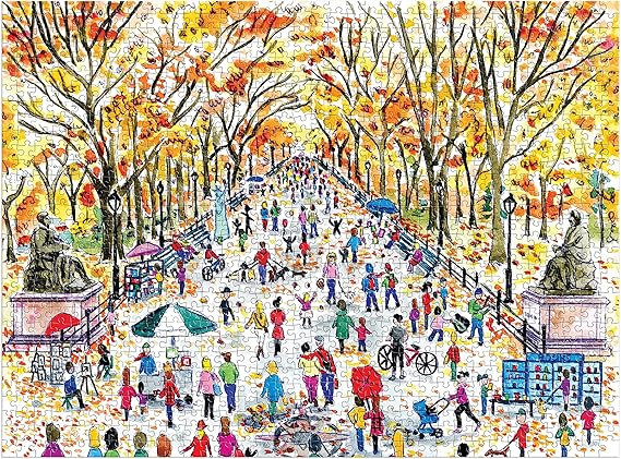 Photo 1 of Galison Michael Storrings Fall in Central Park – 1000 Piece Puzzle Fun and Challenging Activity with Bright and Bold Artwork of Central Park During Autumn for Adults and Families
