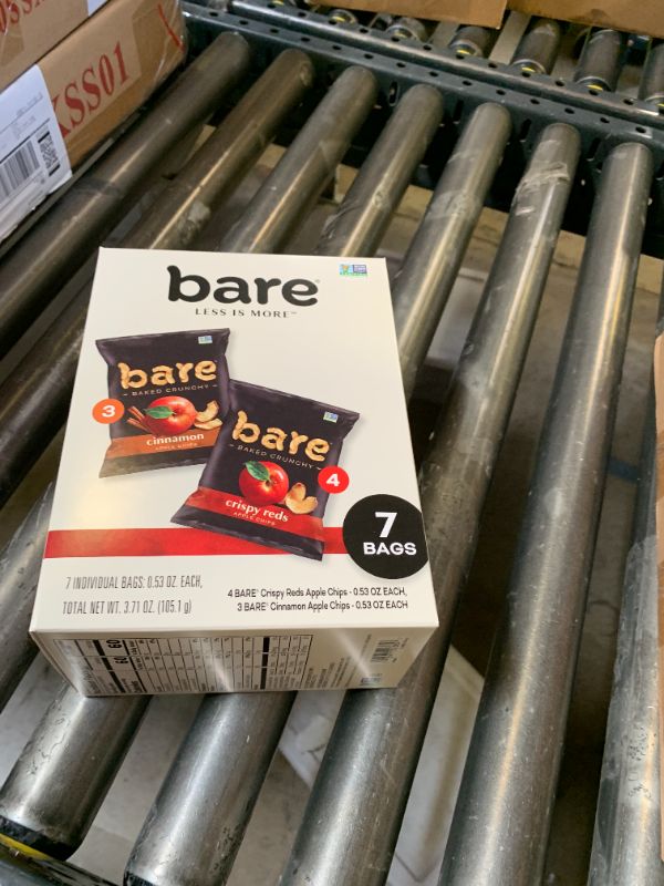 Photo 1 of bare Baked Crunchy Apple Chips, 2 Flavor Variety, 0.53oz Snack Bags (7 Pack)