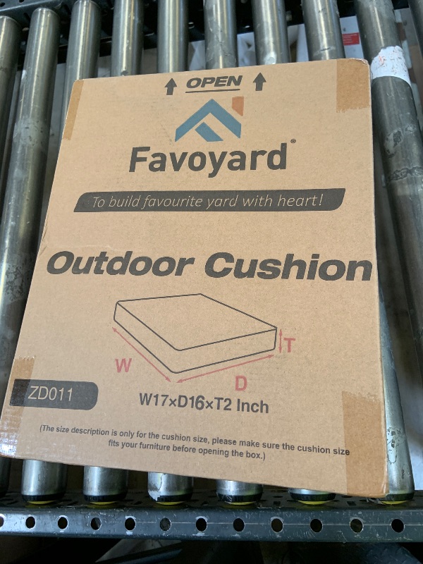 Photo 1 of Favoyard Outdoor Chair Cushions 17"W x 16"D x 2"T Set of 4 Patio Chairs Cushions 3-Year Fade Resistant & Waterproof Cushions for Outdoor Furniture with Hidden Zipper, Attach Straps for Dining Chairs