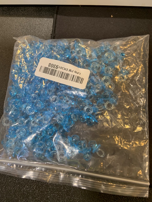 Photo 1 of 150 Mini Acrylic Pacifiers for Baby Shower Game, 0.86 Inch Bulk Chupones para Gender Reveal Party Favors Table Decoration (Blue)