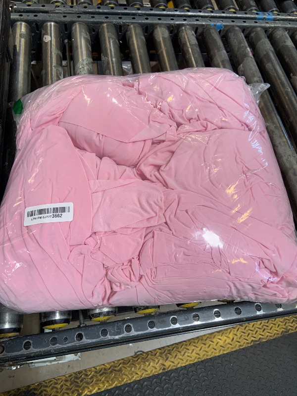 Photo 1 of Outpain 6 Pack Spandex Pink Round Tablecloths for 60in Tables, 120Inch Stretchy Fitted 5FT Round Table Clothes,Wrinkle Free Table Cover with Skirt for Wedding Party Dining Banquet