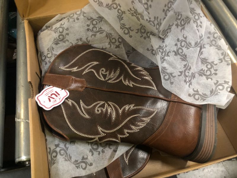 Photo 1 of IUV Cowboy Boots For Men Square Toe Western Boot Durable Retro Classic Embroidered Pull On Boot Slip Resistant Country Boots