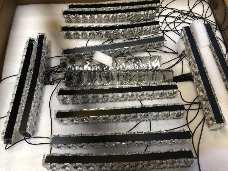 Photo 1 of IDEQUY Modern LED Dimmable Crystal Chandelier High Ceiling Chandelier Lighting for Foyer Hallway Staircase 25-Light Black