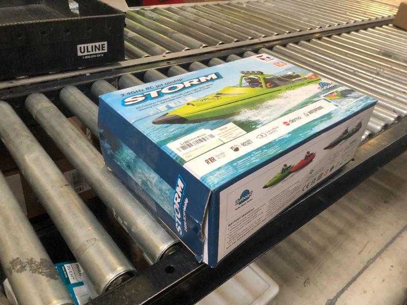 Photo 1 of Hitish RC Boat for Kids Adults 2.4GHz Remote Control Boats with LED Light for Pool Lakes Water, 20MPH Fast Speed Racing Jet Boat, Boat Toy for Boys Girls, 2 Rechargeable Batteries 40+ Mins, Green