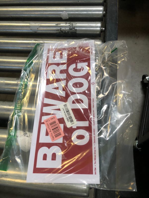 Photo 1 of Hillman 841794 Beware of Dog Sign, Red and White Plastic, 6x15 Inches 1-Sign
