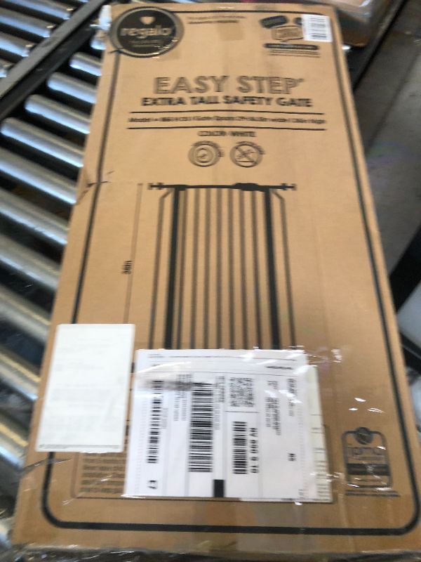 Photo 1 of Regalo Easy Step Extra Tall Walk Thru Baby Gate, Bonus Kit, Includes 4-Inch Extension Kit, Pressure Mount Kit and Wall Cups and Mounting Kit, Black, 4 Count (Pack of 1)