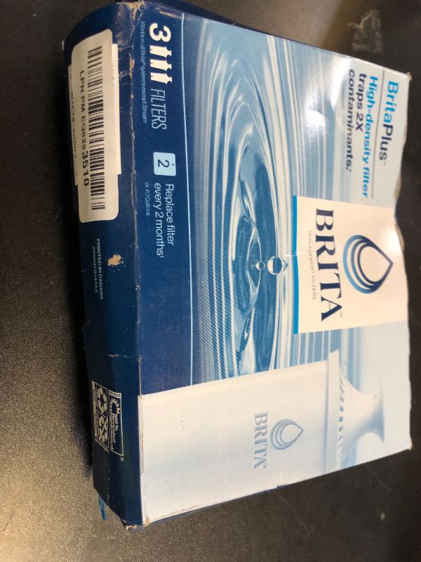 Photo 2 of Brita Plus Water Filter, BPA-Free, High-Density Replacement Filter for Pitchers and Dispensers, Reduces 2x Contaminants*, Lasts Two Months or 40 Gallons, Includes 3 Filters
