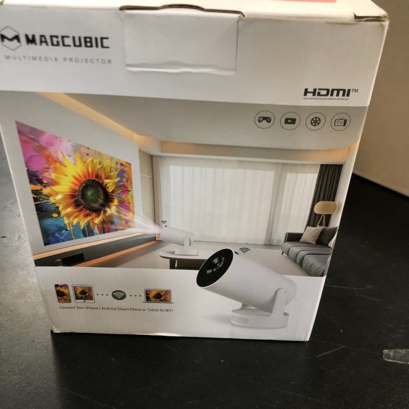 Photo 1 of Magcubic Mini Projector 4K support with WiFi 6 and Bluetooth 5.4, 5w Soundbase Speaker, Auto Vertical Keystone 180°Rotatable Portable Proyector for Home Bedroom Outdoor HY300Pro+