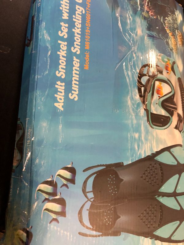 Photo 1 of Ubekezele Snorkeling Gear for Adults Men Women,4 in 1 Snorkel Set with Panoramic View Diving Mask Anti-Fog Anti-Leak,Dry Top Snorkel,Fins and Travel Bag for Swimming,Snorkeling and Travel Diving