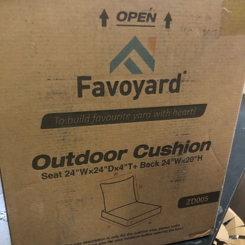 Photo 1 of Favoyard Outdoor Seat Cushion Set 24 x 24 Inch Waterproof & Fade Resistant Patio Furniture Cushions with Removable Cover Deep Seat & Back Cushion with Handle and Adjustable Straps for Chair Sofa Couch