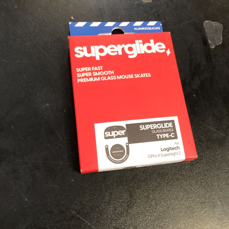 Photo 1 of Superglide Glass Mouse Skates for Logitech G Pro X Superlight 2 (Type-C, Black) - Polished Smooth Glide, Durable Gaming Mouse Feet