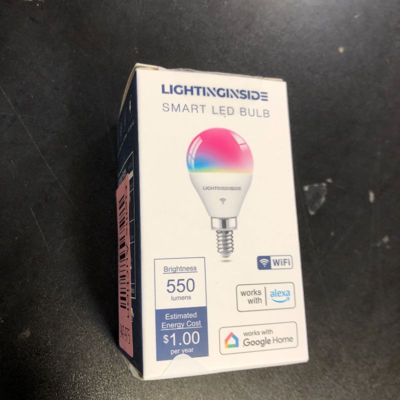 Photo 1 of Lightinginside E12 Smart Light Bulbs 50W Equiv., G16.5 RGBCW Candelabra Chandelier Ceiling Fan Smart Bulb Works with Alexa/Google Home/Smart Life, 5W 550LM, 2.4G WiFi Bluetooth Bulb, ETL Listed, 1PC
