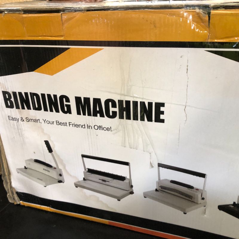 Photo 1 of MAKEASY Coil Spiral Binding Machine - Manual Hole Punch - Electric Coil Inserter - Adjustable Side Margin - for Letter Size/A4/A5, Comes with 1 Box 5/16'' Plastic Coil Binding Spines & Plier