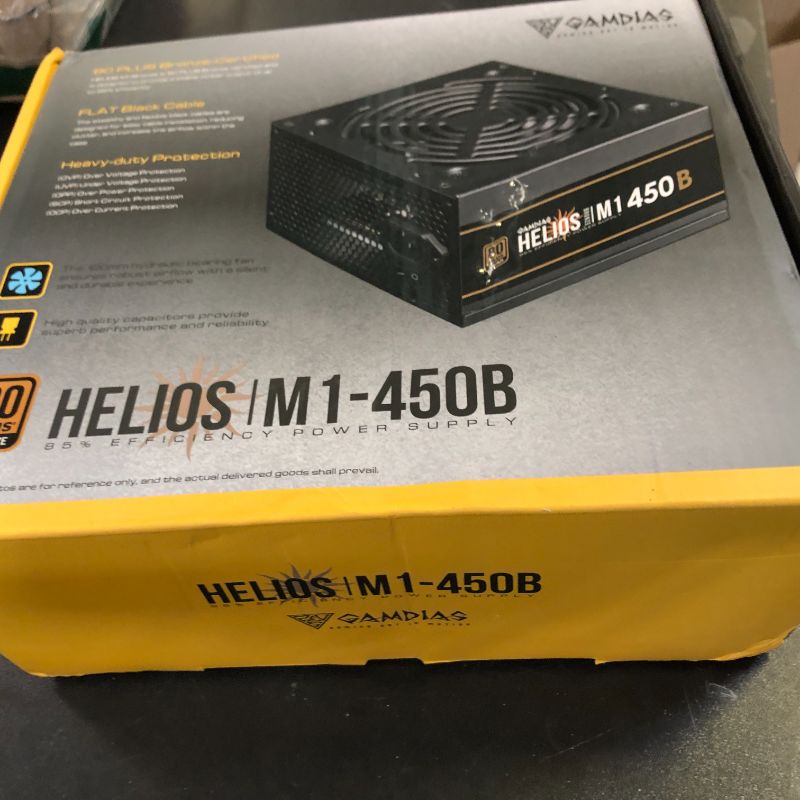 Photo 1 of GAMDIAS 450W Gaming PC PSU, 80 Plus ATX Bronze 12V Power Supply for PC Computers with Active PFC, Non-Modular PSU, Helios M1-450B