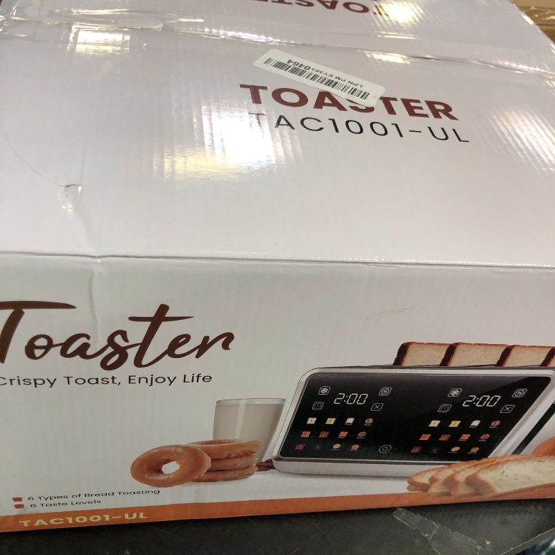 Photo 1 of 4 Slice Toaster– Dual Digital Smart TouchScreen & Independent Control Panel | Single-Slot Tech, Timer/Reheat/Defrost for Bagels, Bread | 1800W Stainless Steel, 6 Toast Types & Shade Settings