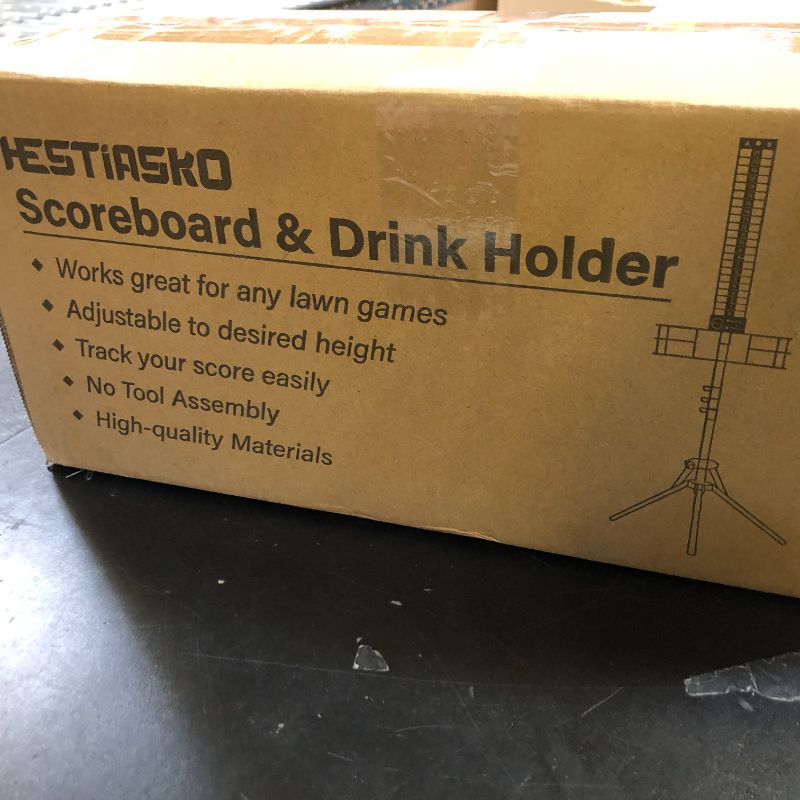 Photo 1 of Hestiasko Cornhole Scoreboard 2 Sets, Metal Magnetic Cornhole Score Keeper with Drink Holder, Easy to Assemble, Cornhole Accessories with Storage Bag, Perfect Accessory for Outdoor and Patio Games