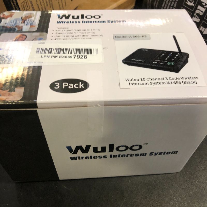Photo 1 of Wuloo Intercoms Wireless for Home 5280 Feet Range 10 Channel 3 Code, Wireless Intercom System for Home House Business Office, Room to Room Intercom, Home Communication System (3 Packs, Black)