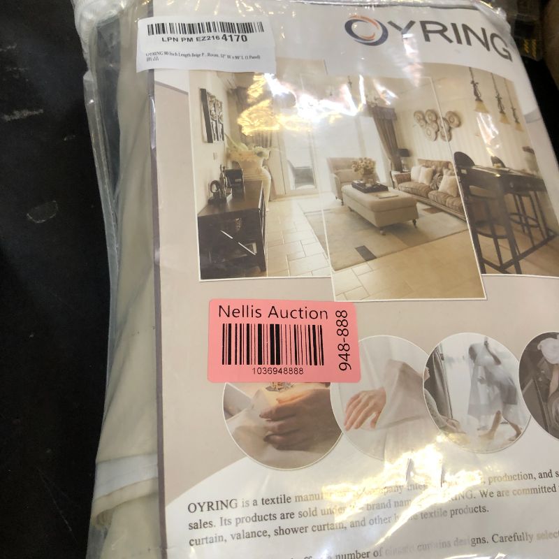 Photo 1 of OYRING 90 Inch Length Beige Pinch Pleat Curtain, Room Darkening Thermal Insulated Pleated Drape with Hooks for Traverse Rod Bedroom Living Room, 52" W x 90" L (1 Panel)