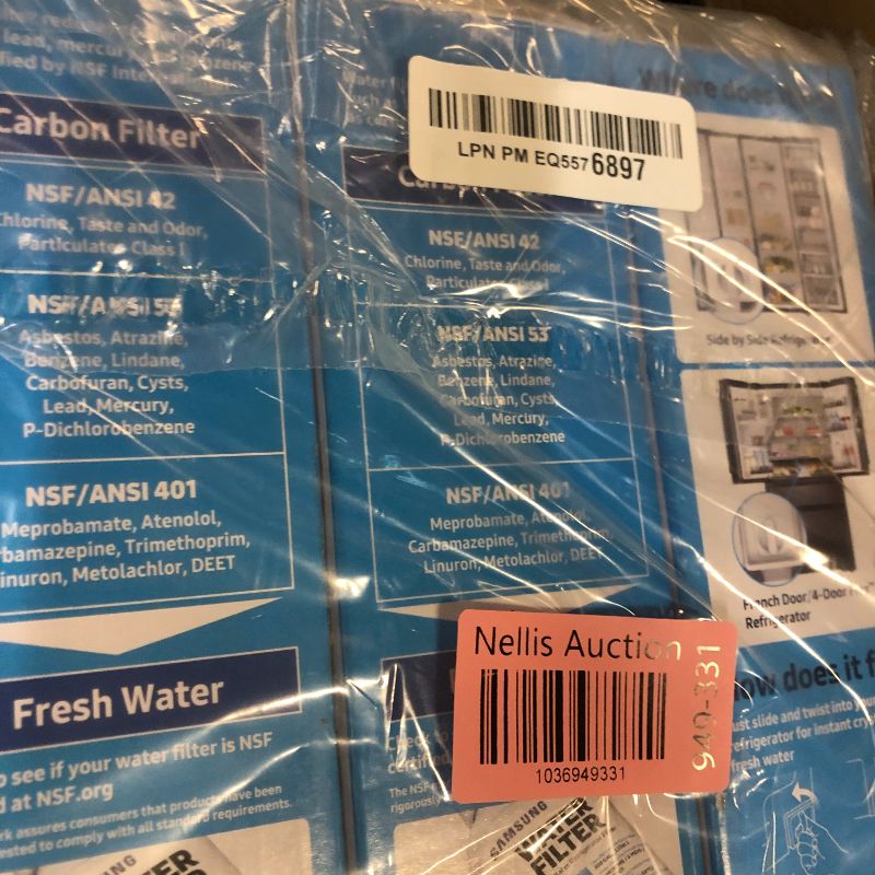 Photo 1 of SAMSUNG Genuine Filters for Refrigerator Water and Ice, Carbon Block Filtration for Clean, Clear Drinking Water, HAF-QIN-3P, (Pack of 3)