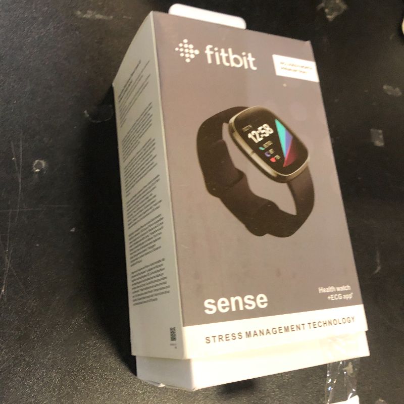 Photo 1 of Fitbit Sense Advanced Smartwatch with Tools for Heart Health, Stress Management & Skin Temperature Trends, Carbon/Graphite, One Size (S & L Bands Included)