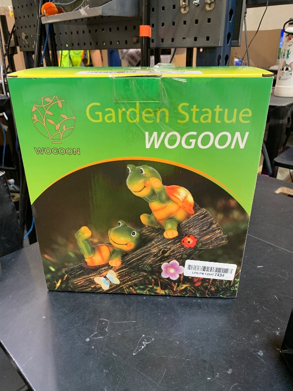 Photo 1 of WOGOON Garden Turtle Figurines Outdoor Decorations, Solar Statue Sweet Frog Face Turtles Decor with 4 LED Lights, Garden Resin Statue for Patio Lawn Porch Yard,Gifts for Birthday Easter Housewarming