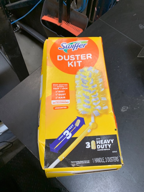 Photo 1 of Swiffer Duster Heavy Duty 3 ft Extendable Handle Starter Kit with 3 Refills