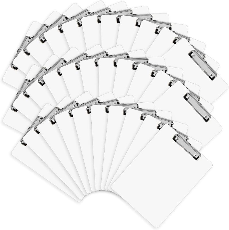 Photo 1 of Dry Erase Clipboards, HERKKA 32 Pack Hardboard Office Whiteboard Clipboards Low Profile Clip Standard A4 Letter Size, ECO Friendly, Size 12.5 x 9 Inch